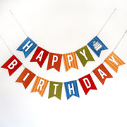 Happy Birthday Banner- Pinstripe Cake