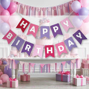 Happy Birthday Banner- Pinks & Purples