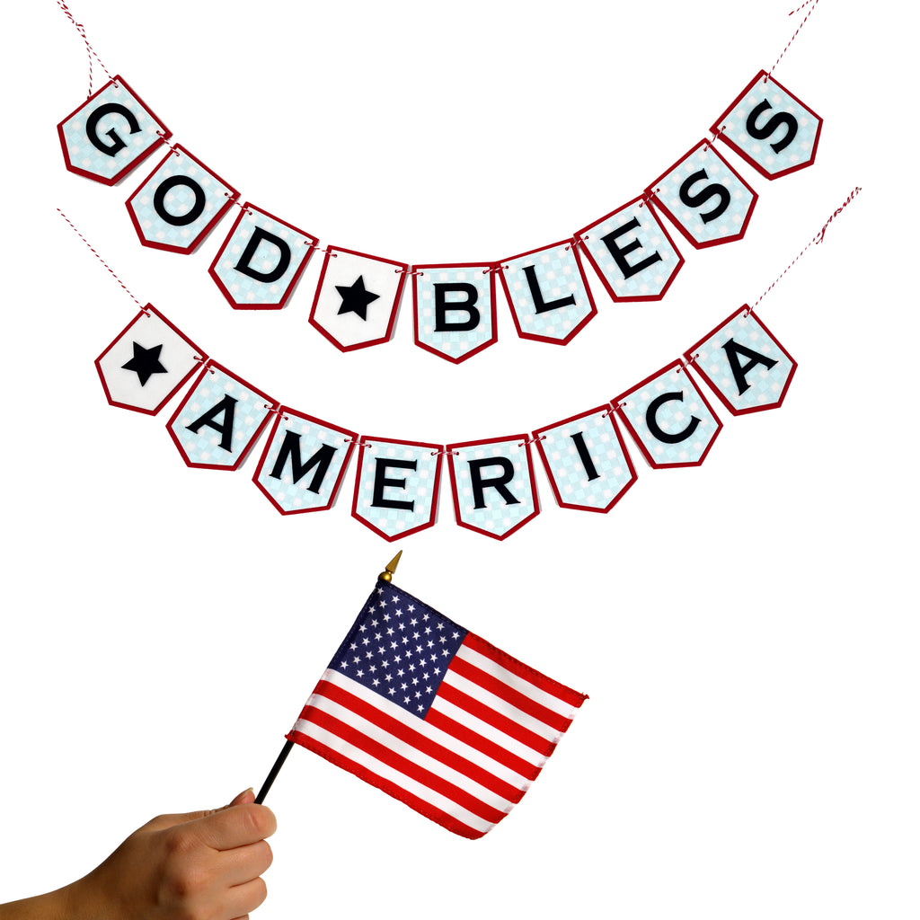 Felt USA Patriotic God Bless America Banner Bunting