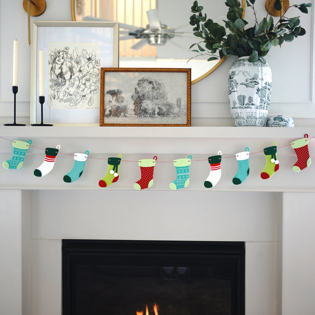 Stockings Garland Christmas 10 Stockings Eco Felt 65 inches wide