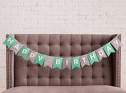 Happy Birthday Banner- Mint and Gray