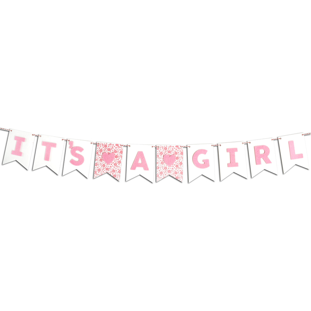 It's A Girl- Felt Laser Cut Banners - Pink