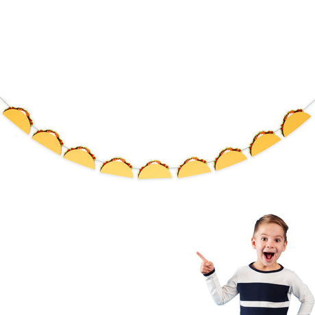 Tacos Party Felt Garland Premium Quality Layered Bunting - 9 Tacos