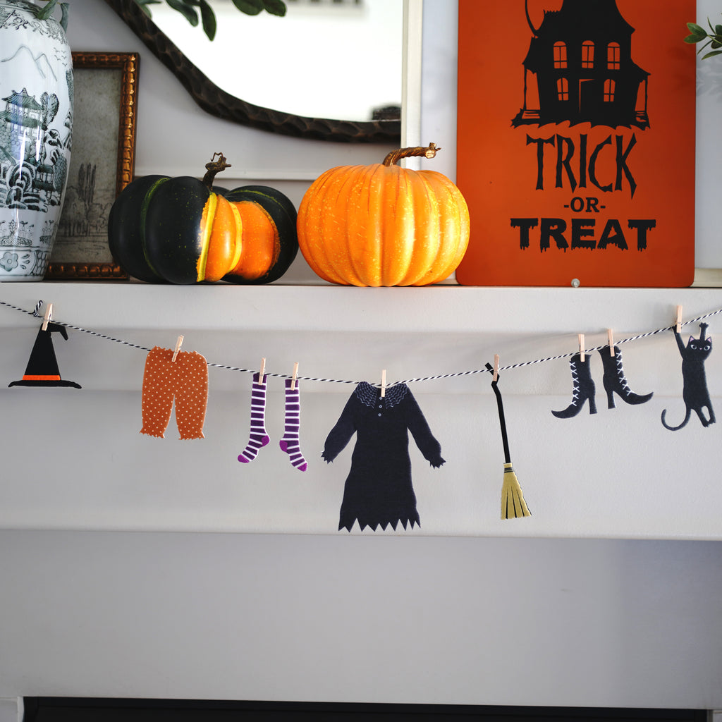 Witch's Clothes Line Felt Halloween Garland Premium Quality Layered Bunting