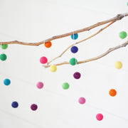 Small Ball Rainbow Brights Felt Ball Garland- 9ft