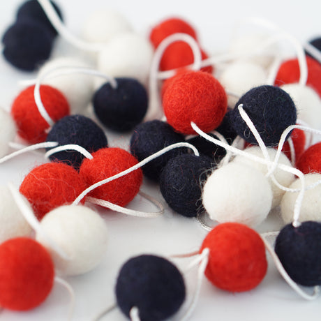 Small Ball Red, White & Navy Garland- 9ft