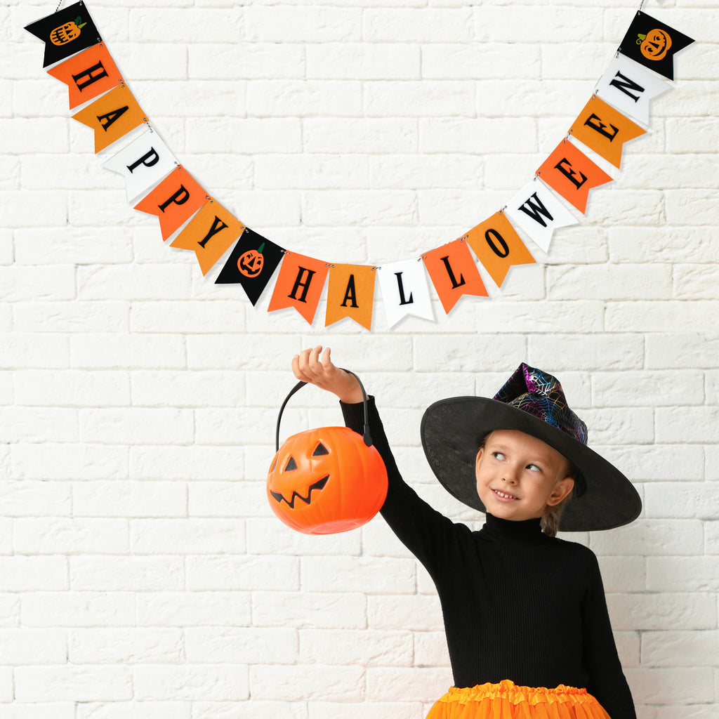 Happy Halloween Banner with Jack-o-lanterns