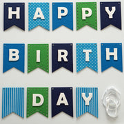 Happy Birthday Banner- Blues and Greens